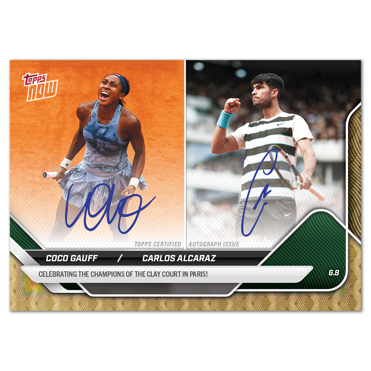 Coco Gauff/Carlos Alcaraz - 2025 Tennis Topps NOW - Card TGA1 - LOOK FOR DUAL-AUTOS - PR: 4765 - Image 2