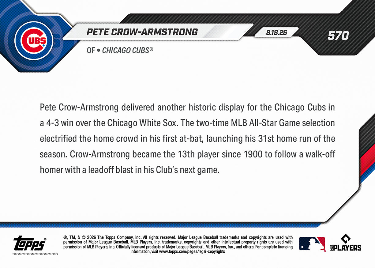 Pete Crow-Armstrong - 2026 MLB Topps NOW - Card 570 - PR: 5058 - Image 2