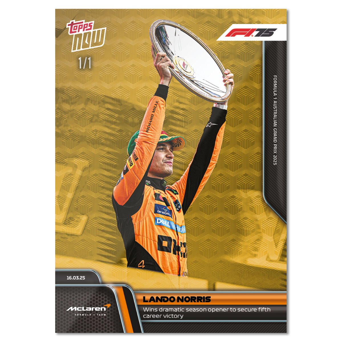 Lando Norris - 2025 Formula 1 Topps NOW Card 13 - LOOK FOR AUTOS - PR: 4192 - Image 4