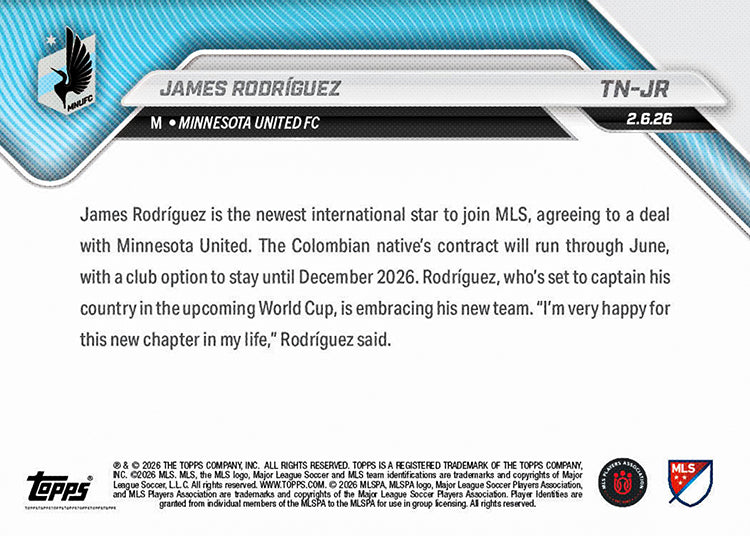 James Rodríguez - 2026 MLS Topps NOW - Card TN-JR - PR: 1054 - Image 2