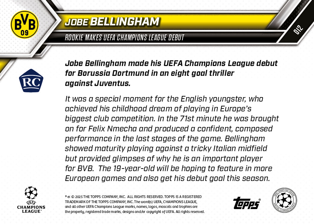 Jobe Bellingham - 2025-26 UCL Topps NOW Card 12 - PR: 1460 - Image 7