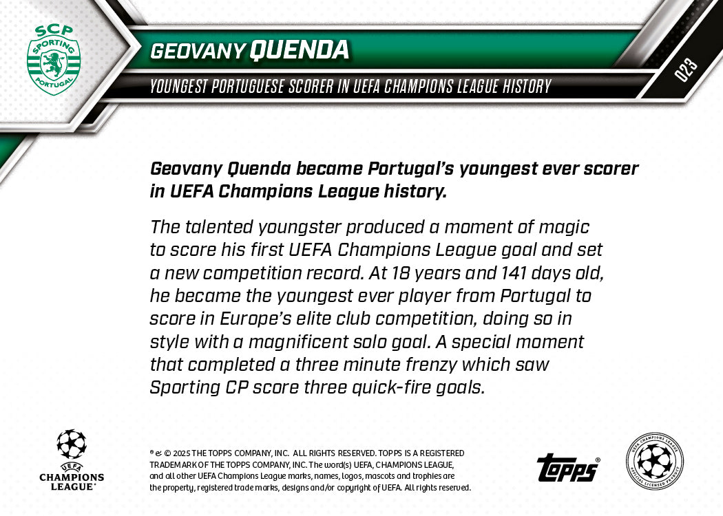 Geovany Quenda - 2025-26 UCL Topps NOW - Card 23 - PR: 473 - Image 7