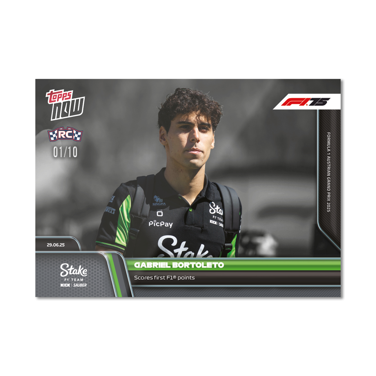 Gabriel Bortoleto - 2025 Formula 1 Topps NOW - Card 48 - PR: 1006 - Image 4