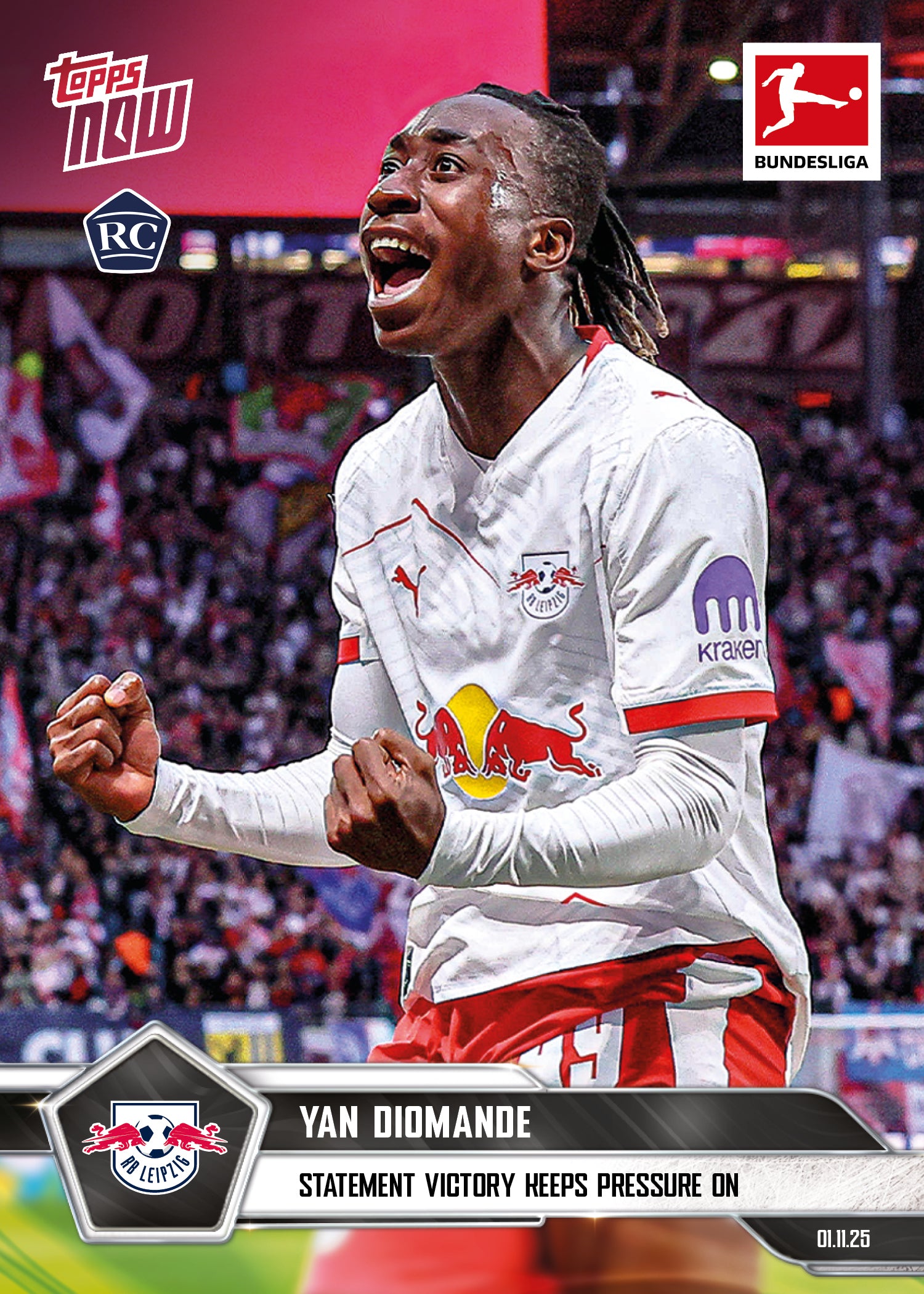 Yan Diomande - 2025-26 Bundesliga Topps NOW - Card 56 - PR: 880
