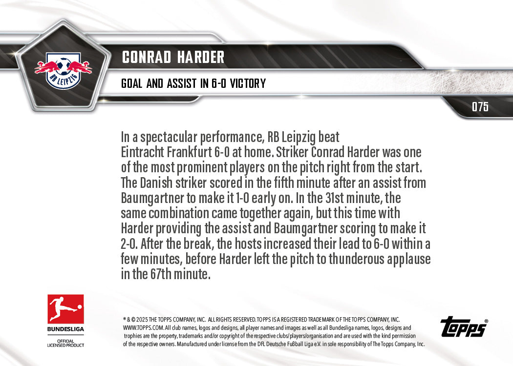 Conrad Harder - 2025-26 Bundesliga Topps NOW - Card 75 - PR: 161 - Image 7