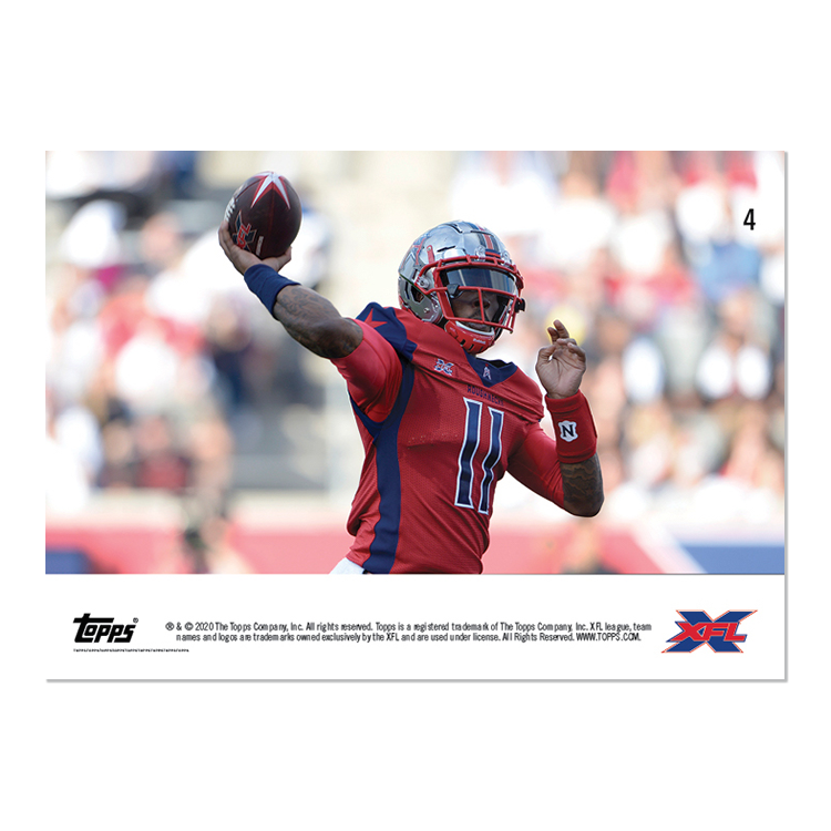 Alternative view of PJ Walker - XFL TOPPS NOW Card 4 - Print Run: 491