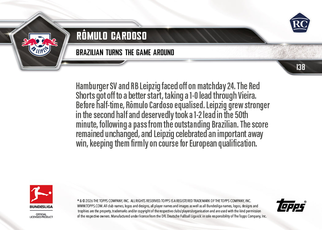 Rômulo Cardoso - 2025-26 Bundesliga Topps NOW - Card 138 - PR: 280 - Image 7