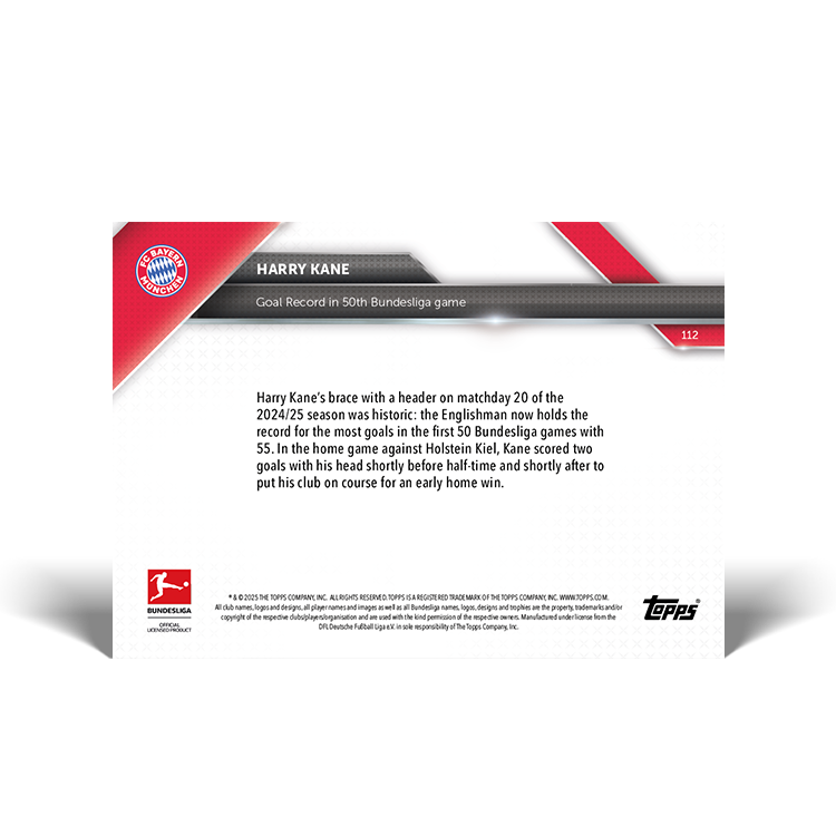 Harry Kane - Goal Record in 50th Bundesliga game - 24/25 Bundesliga Topps NOW Card 112 - PR: 276 - Image 2
