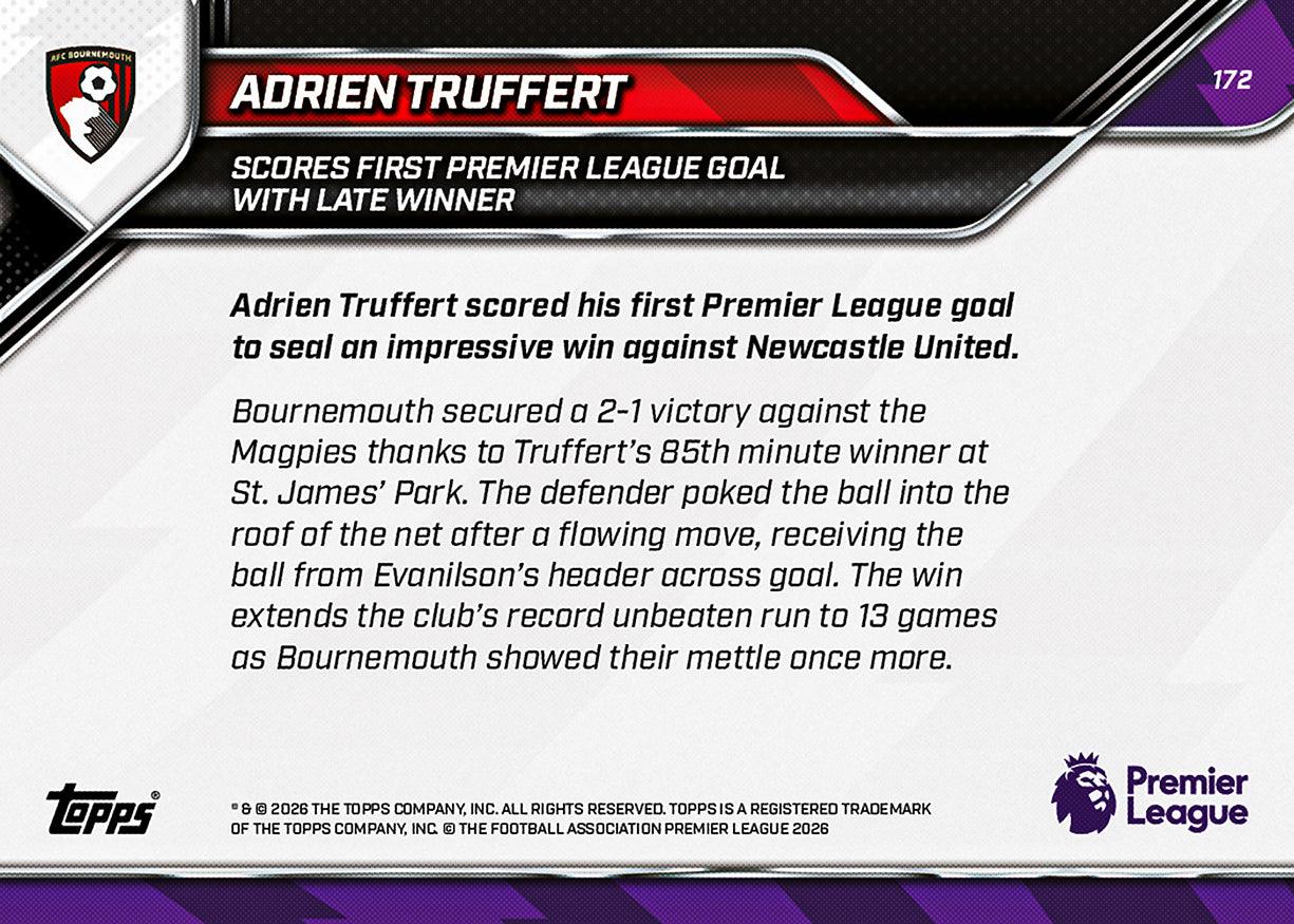 Adrien Truffert - 2025-26 Premier League Topps NOW - Card 172 - PR: 157 - Image 7