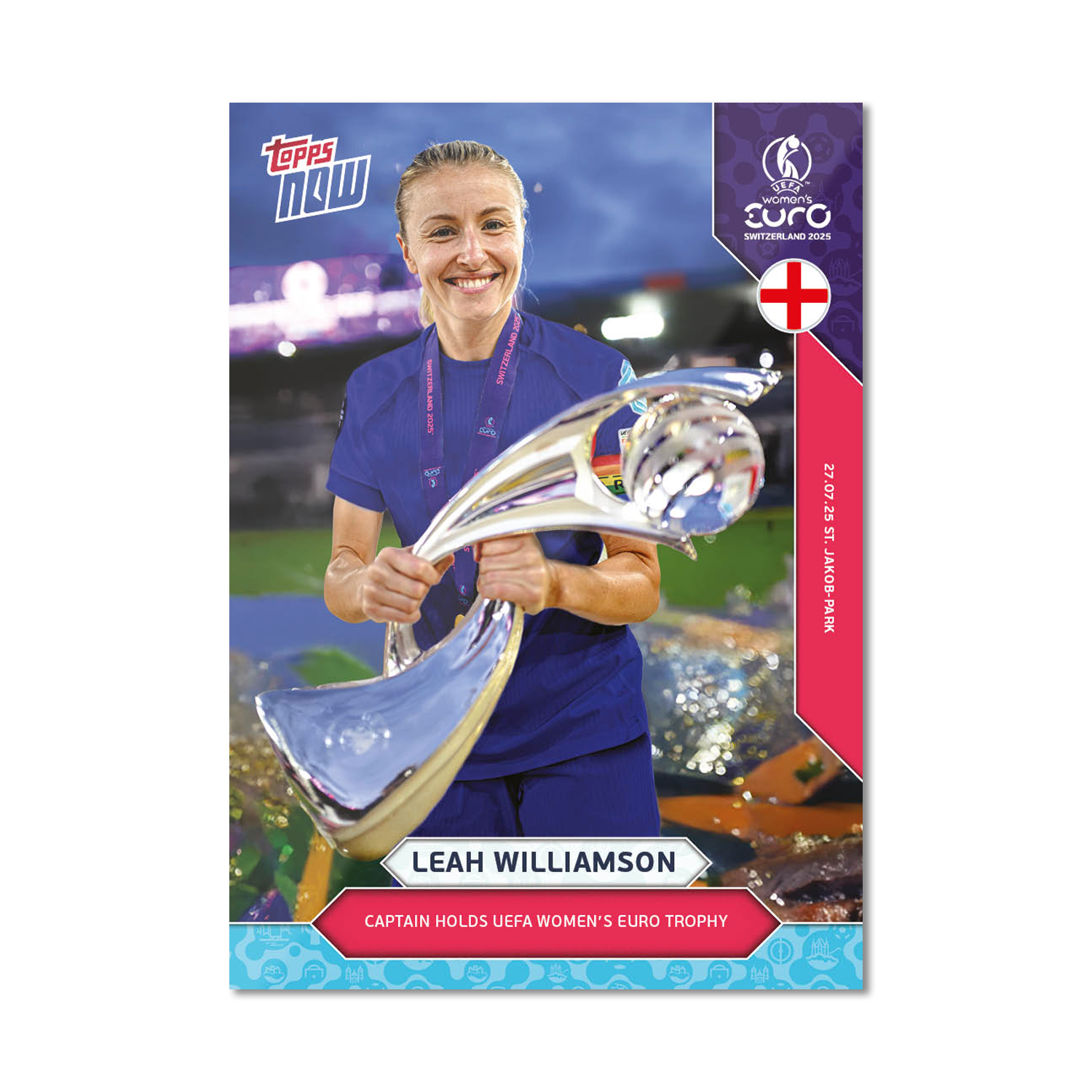Leah Williamson - UEFA Women’s EURO 2025™ Topps NOW - Card 27 - LOOK FOR AUTO - PR: 915