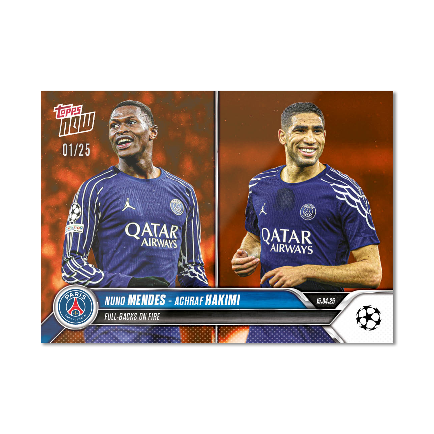 Nuno Mendes / Achraf Hakimi - 2024-25 UCL Topps NOW - Card 141 - PR: 139 - Image 6
