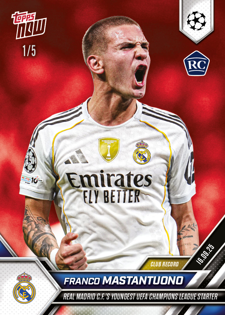 Franco Mastantuono - 2025-26 UCL Topps NOW Card 7 - PR: 4205 - Image 3