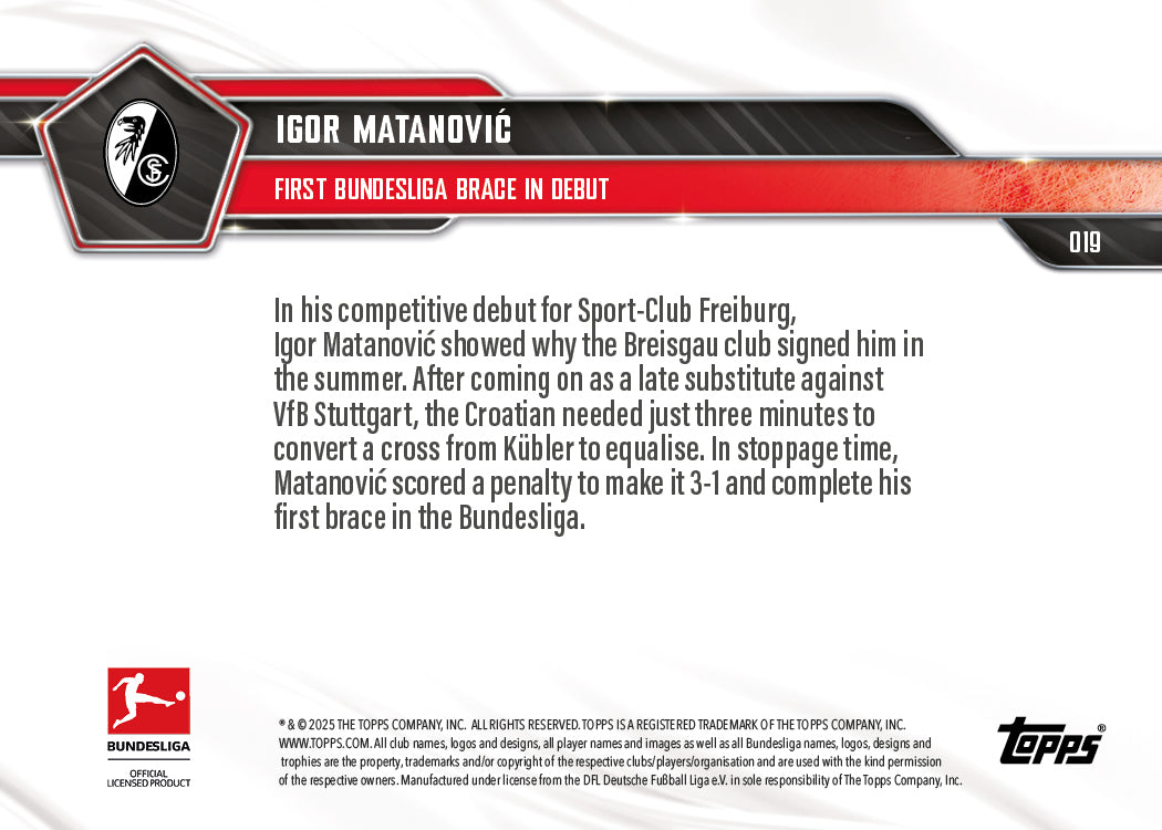 Igor Matanović - 2025-26 Bundesliga Topps NOW - Card 19 - PR: 184 - Image 7