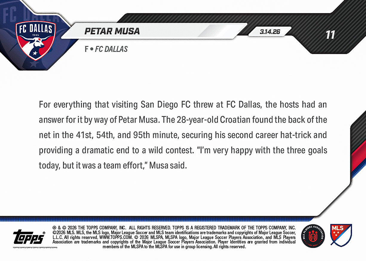 Petar Musa - 2026 MLS Topps NOW - Card 11 - PR: 201 - Image 2
