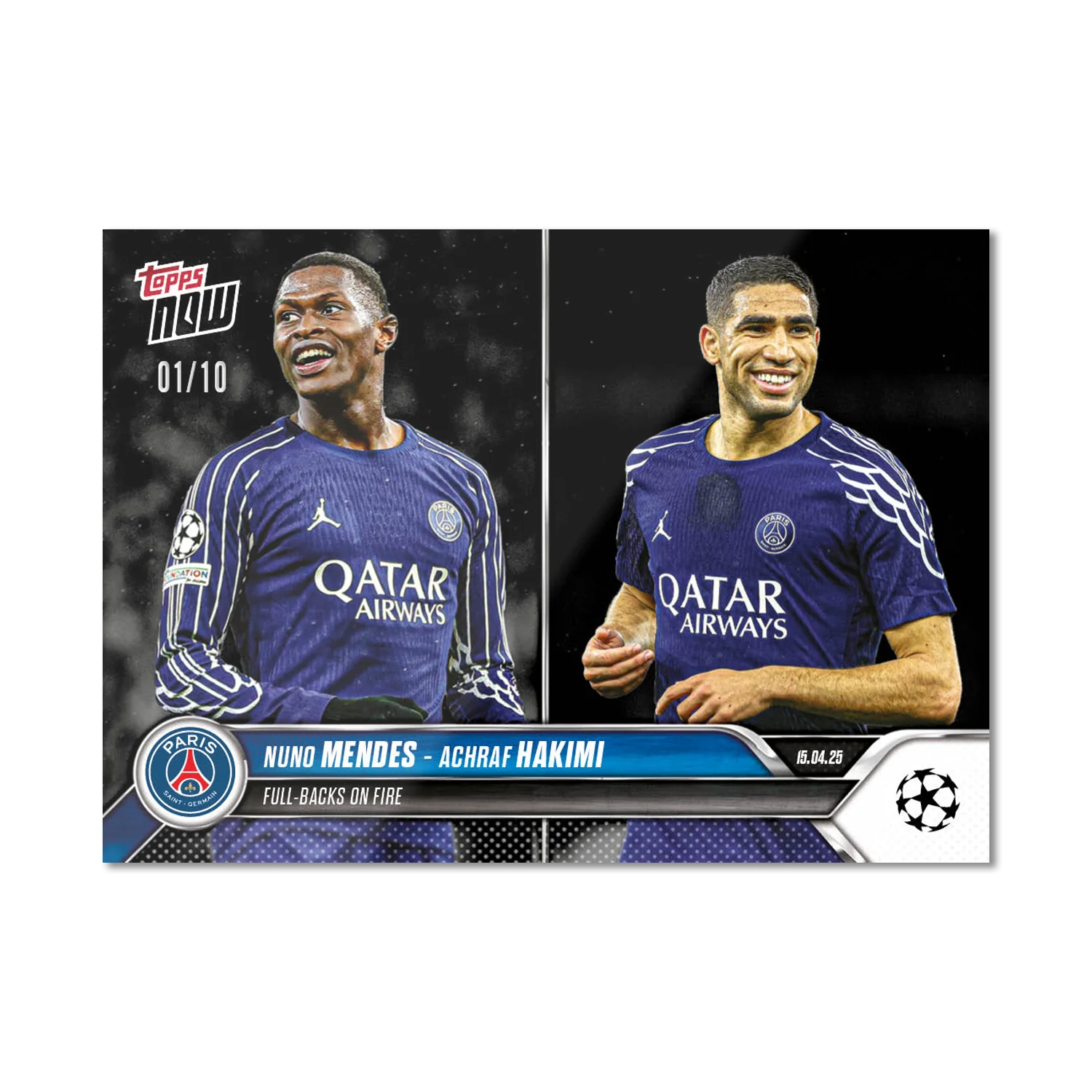 Nuno Mendes / Achraf Hakimi - 2024-25 UCL Topps NOW - Card 141 - PR: 139 - Image 5