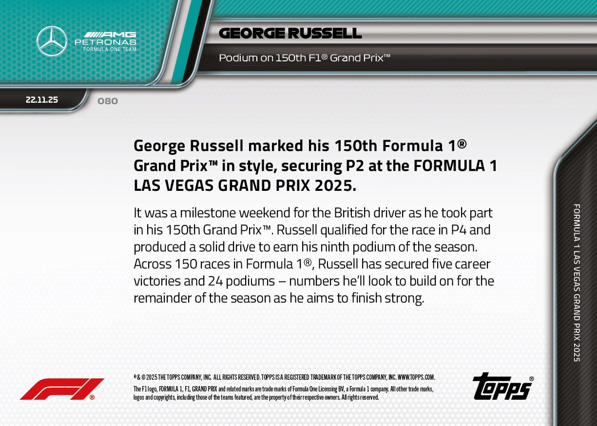 George Russell - 2025 Formula 1 Topps NOW - Card 80 - PR: 1748 - Image 7