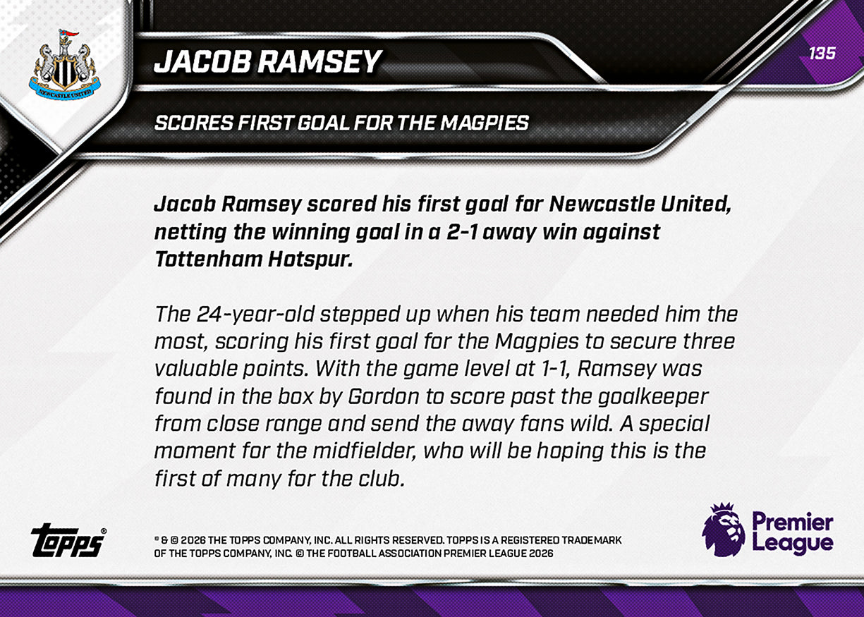 Jacob Ramsey - 2025-26 Premier League Topps NOW - Card 135 - PR: 240 - Image 7