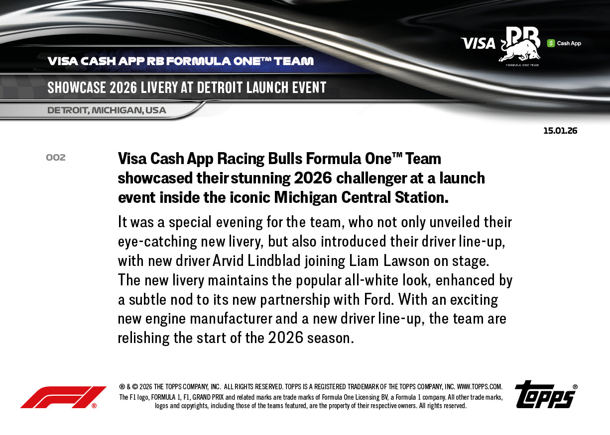 Visa Cash App RB Formula One Team - 2026 Formula 1 Topps NOW - Card 2 - PR: 1785 - Image 8