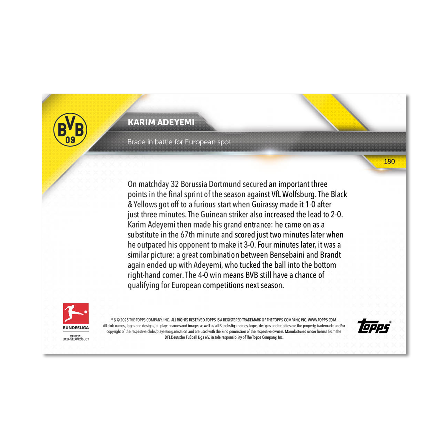 Karim Adeyemi - 2024-25 Bundesliga Topps NOW - Card 180 - PR: 37 - Image 7