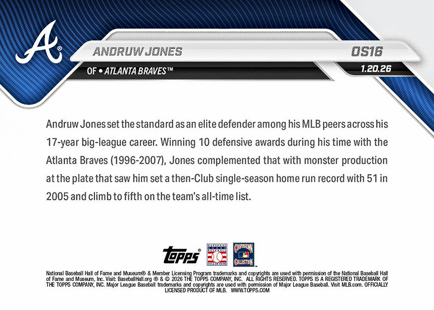 Andruw Jones - 2025 MLB Topps NOW - Card OS-16 - PR: 2637 - Image 3