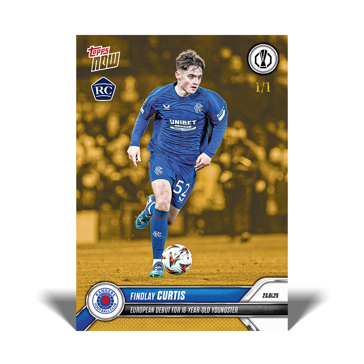 Findlay Curtis - European debut for 18-year-old youngster - 24/25 UEL Topps NOW Card 15 - PR: 301 - Image 2