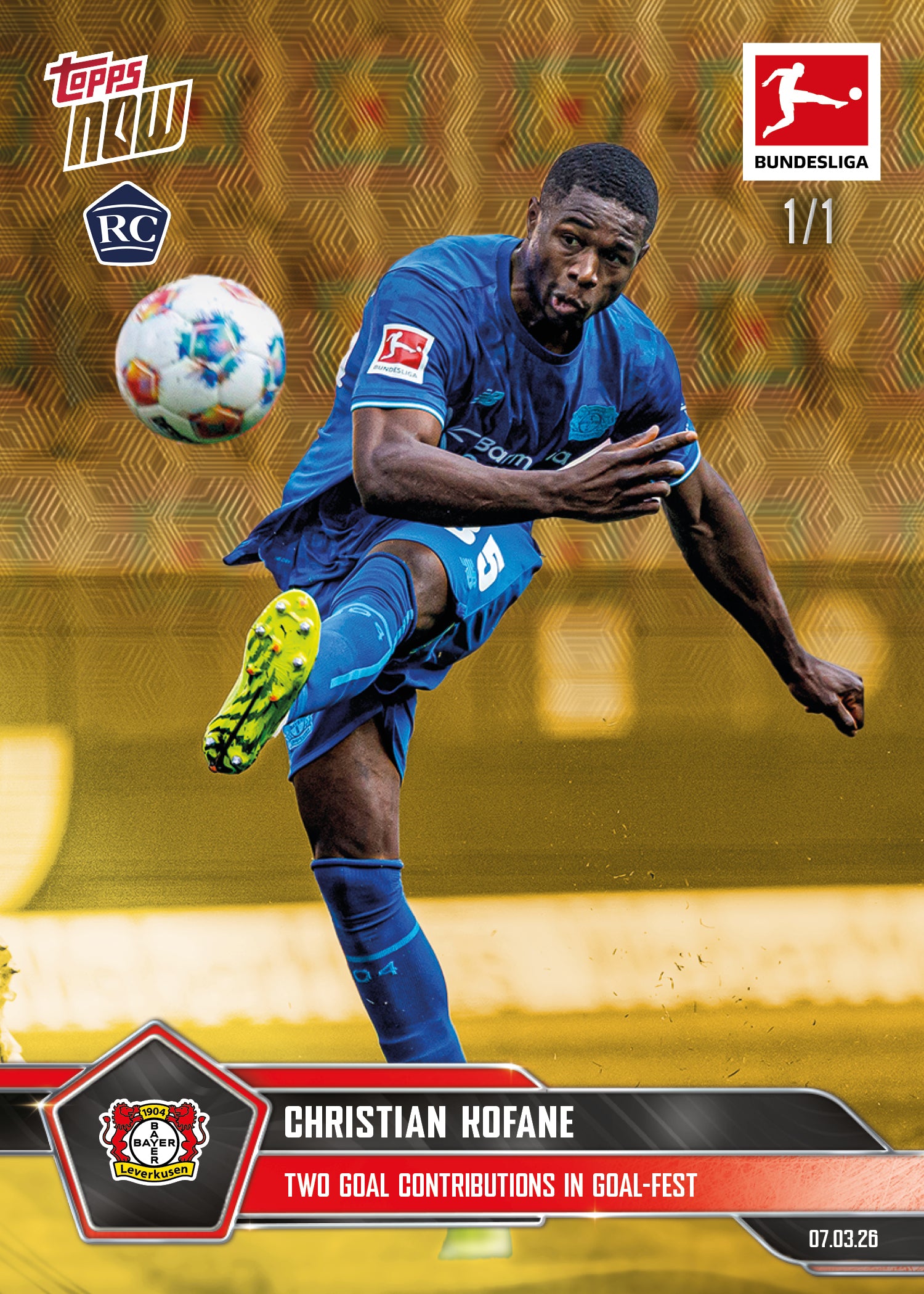 Christian Kofane - 2025-26 Bundesliga Topps NOW - Card 142 - PR:644 - Image 2