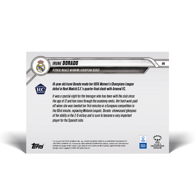 Irune Dorado - 2024-25 UWCL Topps NOW Card 19 - PR: 426 - Image 2