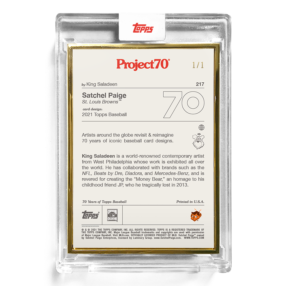 Topps Project70 Card 217 - 2021 Satchel Paige by King Saladeen - Print Run: 1690 - Image 5