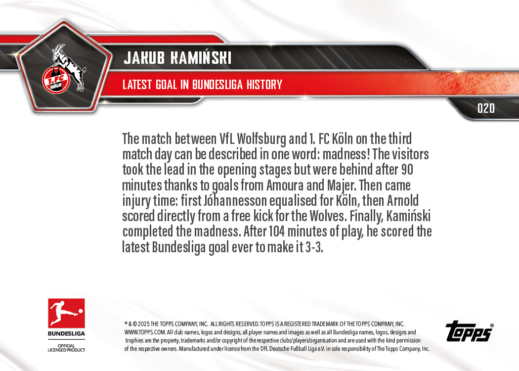 Jakub Kamiński - 2025-26 Bundesliga Topps NOW - Card 20 - PR: 204 - Image 7
