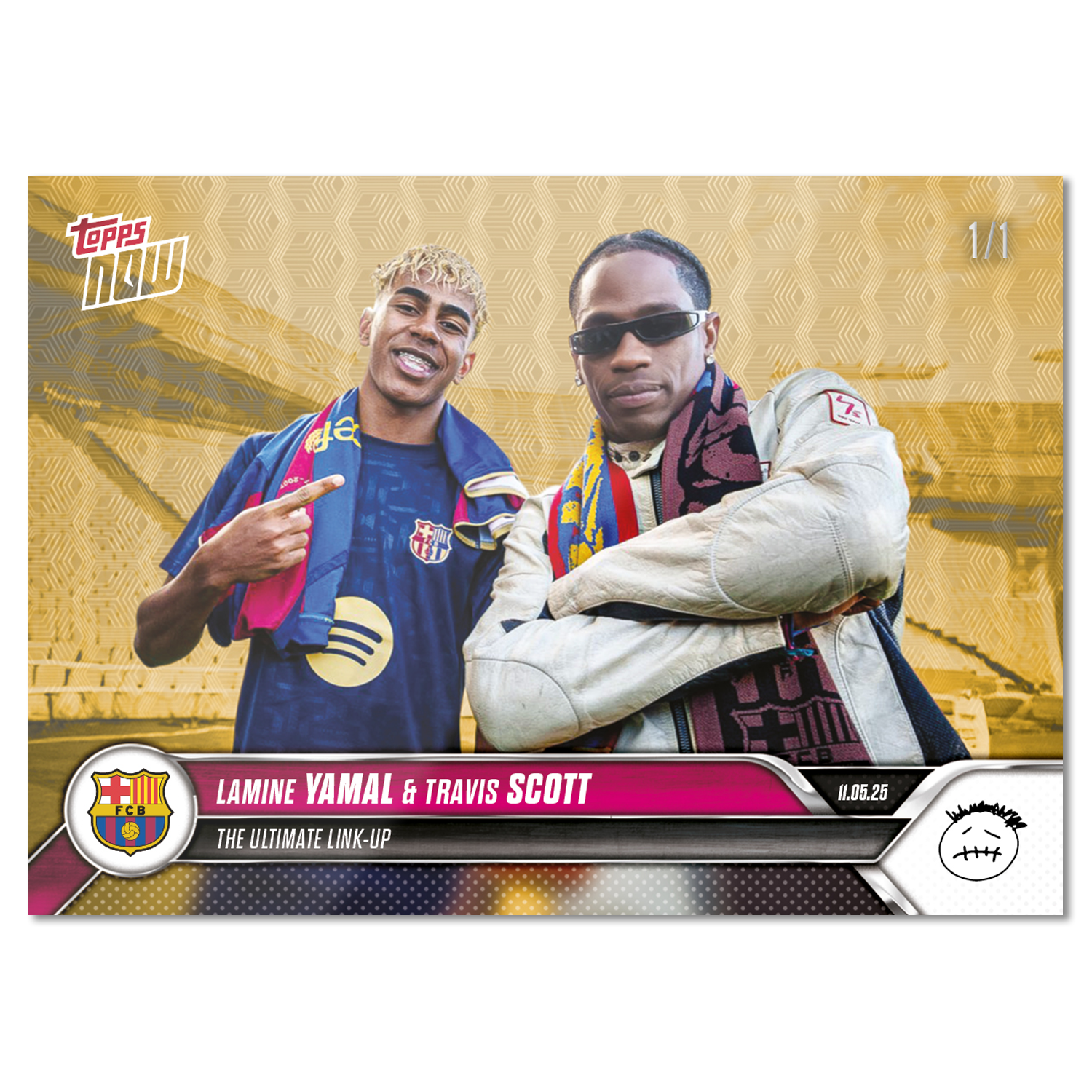 Travis Scott & Lamine Yamal - 2025 FC Barcelona Topps NOW - Card 1 - LOOK FOR DUAL AUTO - PR: 22,483 - Image 3