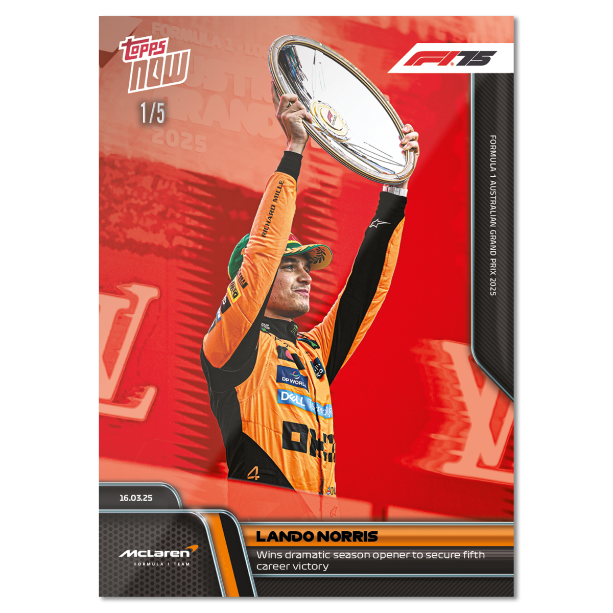 Lando Norris - 2025 Formula 1 Topps NOW Card 13 - LOOK FOR AUTOS - PR: 4192 - Image 5
