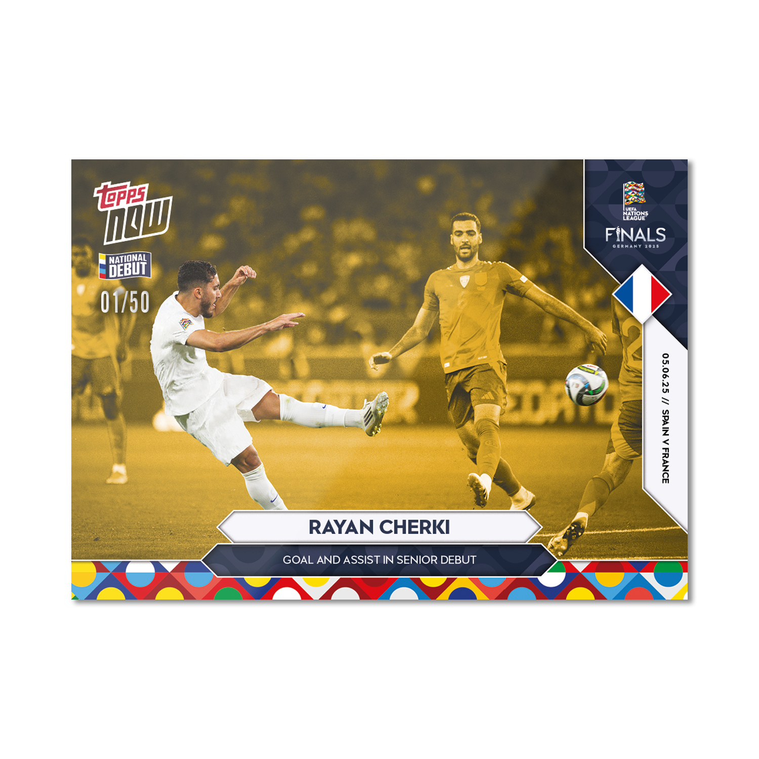 Rayan Cherki - 2025 UEFA Nations League Topps NOW - Card 3 - PR: 324 - Image 6