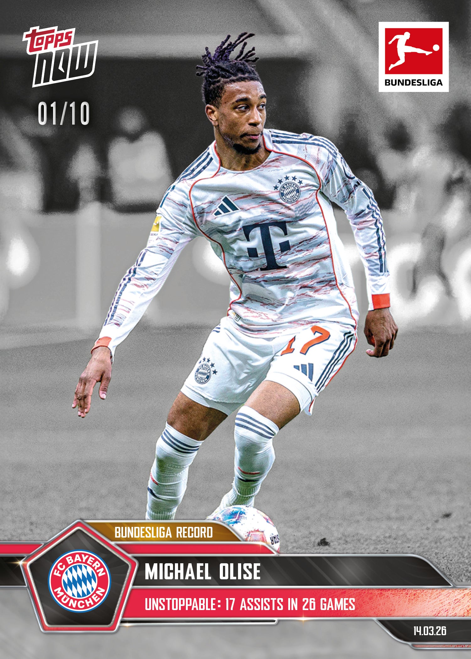 Michael Olise - 2025-26 Bundesliga Topps NOW - Card 147 - PR:740 - Image 4