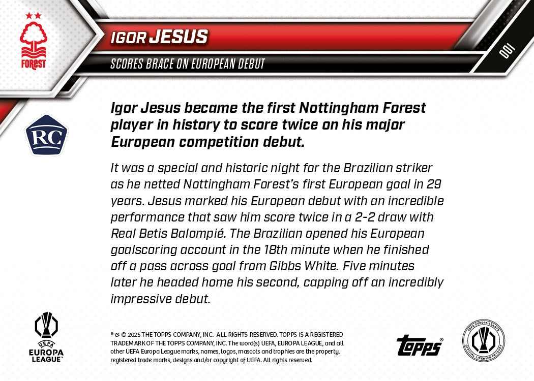 Igor Jesus - 2025-26 UEL Topps NOW Card 1 - PR: 615 - Image 7