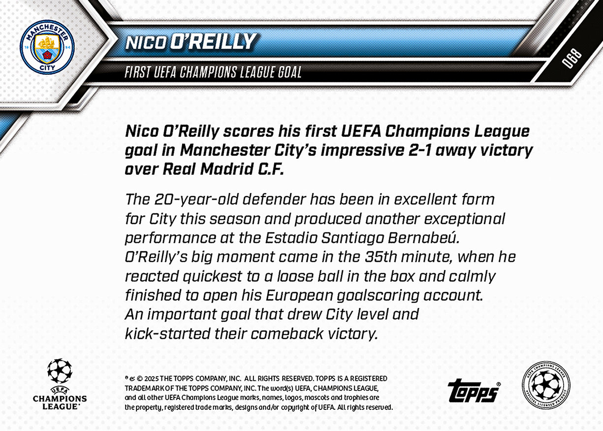 Nico O'Reilly - 2025-26 UCL Topps NOW - Card 68 - PR: 399 - Image 7