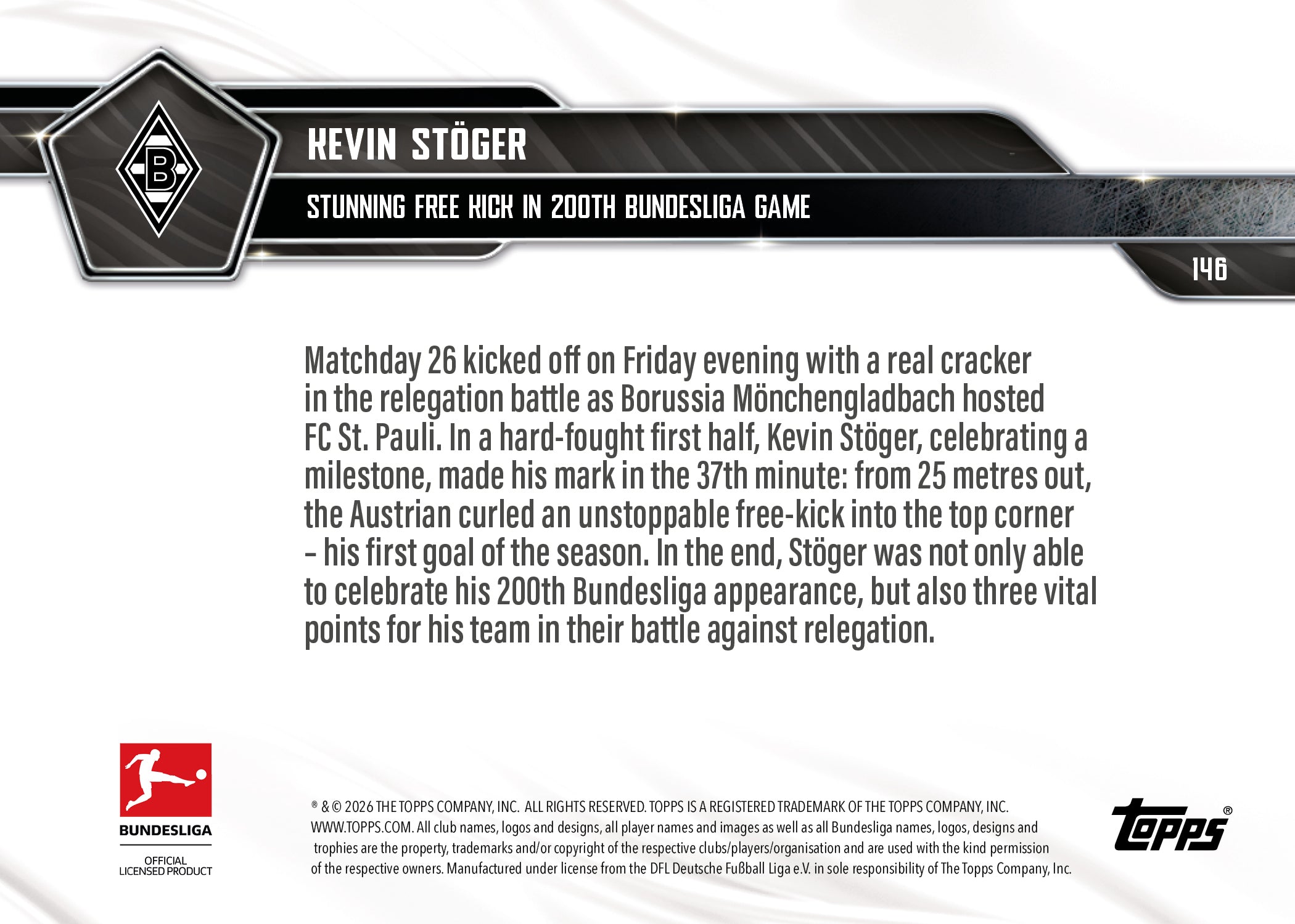 Kevin Stöger - 2025-26 Bundesliga Topps NOW - Card 146 - PR:147 - Image 7
