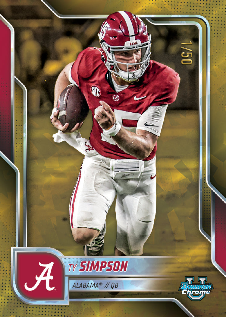 Alternative view of 2025 Bowman University Chrome Football Sapphire Edition - Hobby Box - Sealed Case