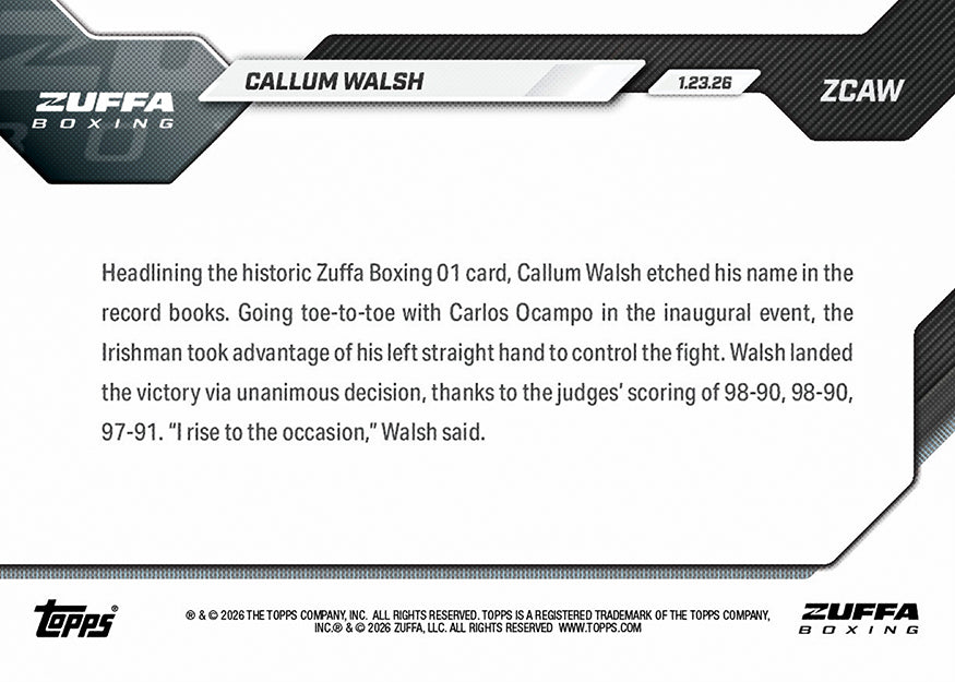 Callum Walsh - 2026 Boxing Topps NOW - Card ZCAW - PR: 470 - Image 3