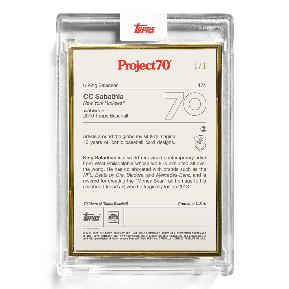 Topps Project70 Card 171 - 2010 CC Sabathia by King Saladeen - Print Run: 1332 - Image 5