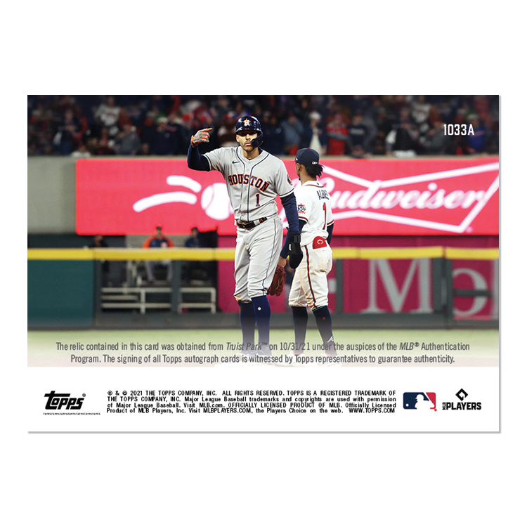 On-Card Auto-Relic # to 99 - Carlos Correa - 2021 MLB TOPPS NOW Card 1033A - Image 2