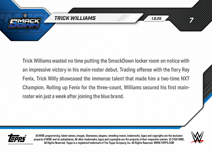 Alternative view of Trick Williams - 2026 WWE Topps NOW - Card 7 - PR: 662