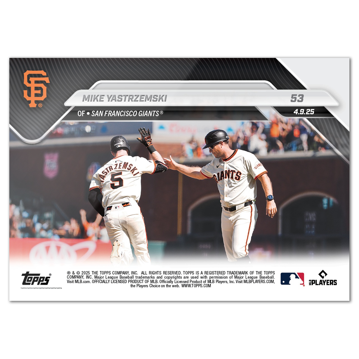 Mike Yastrzemski - 2025 MLB Topps NOW - Card 53 - PR: 666 - Image 2