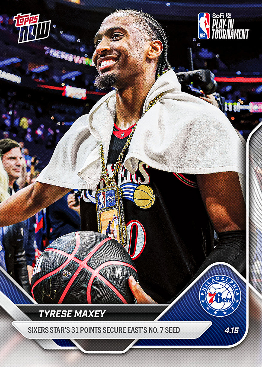 Alternative view of Tyrese Maxey - 2025-26 NBA Topps NOW - Card 259 - PR: 955