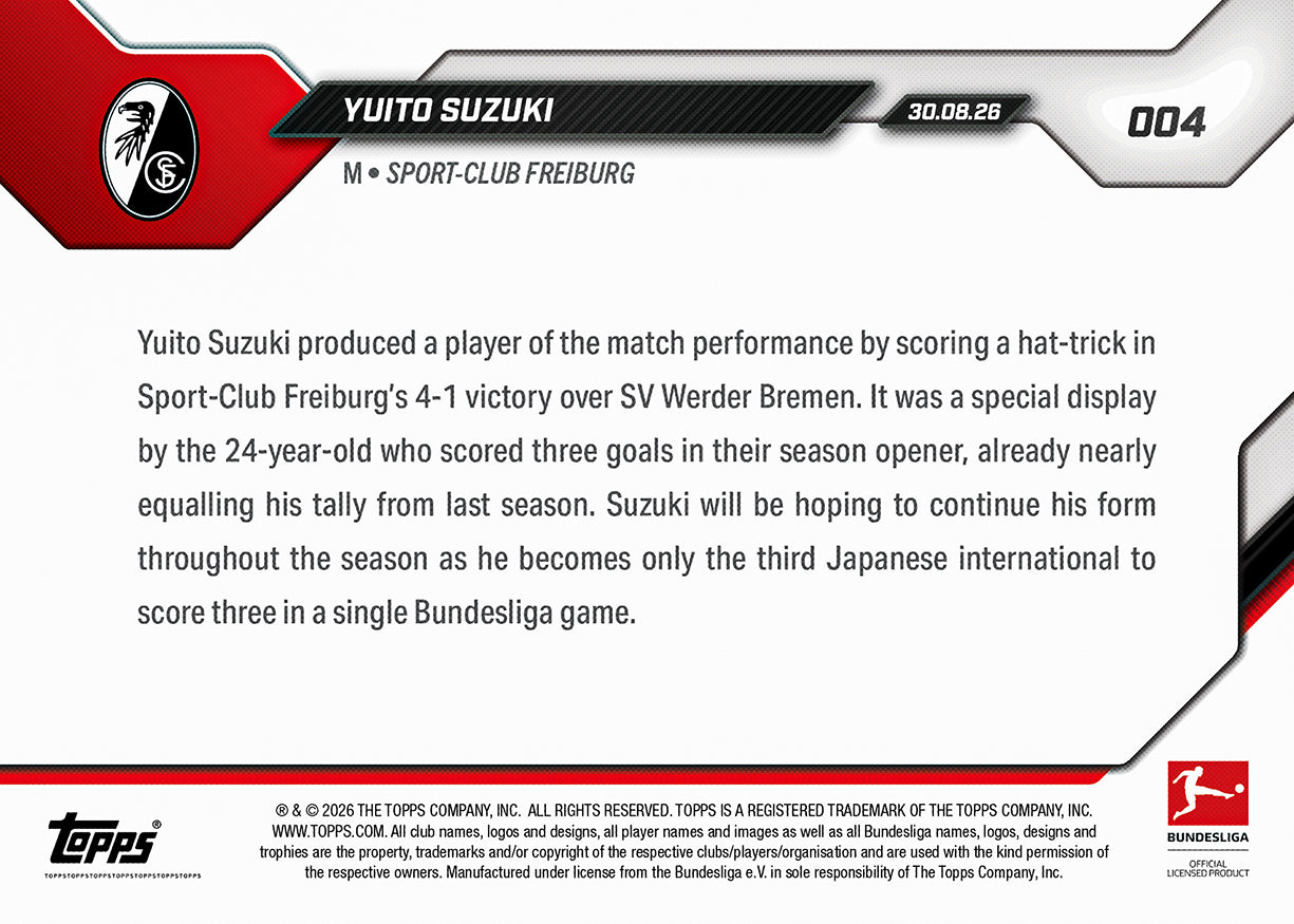 Yuito Suzuki - 2026-27 Bundesliga Topps NOW - Card 4 - Image 6
