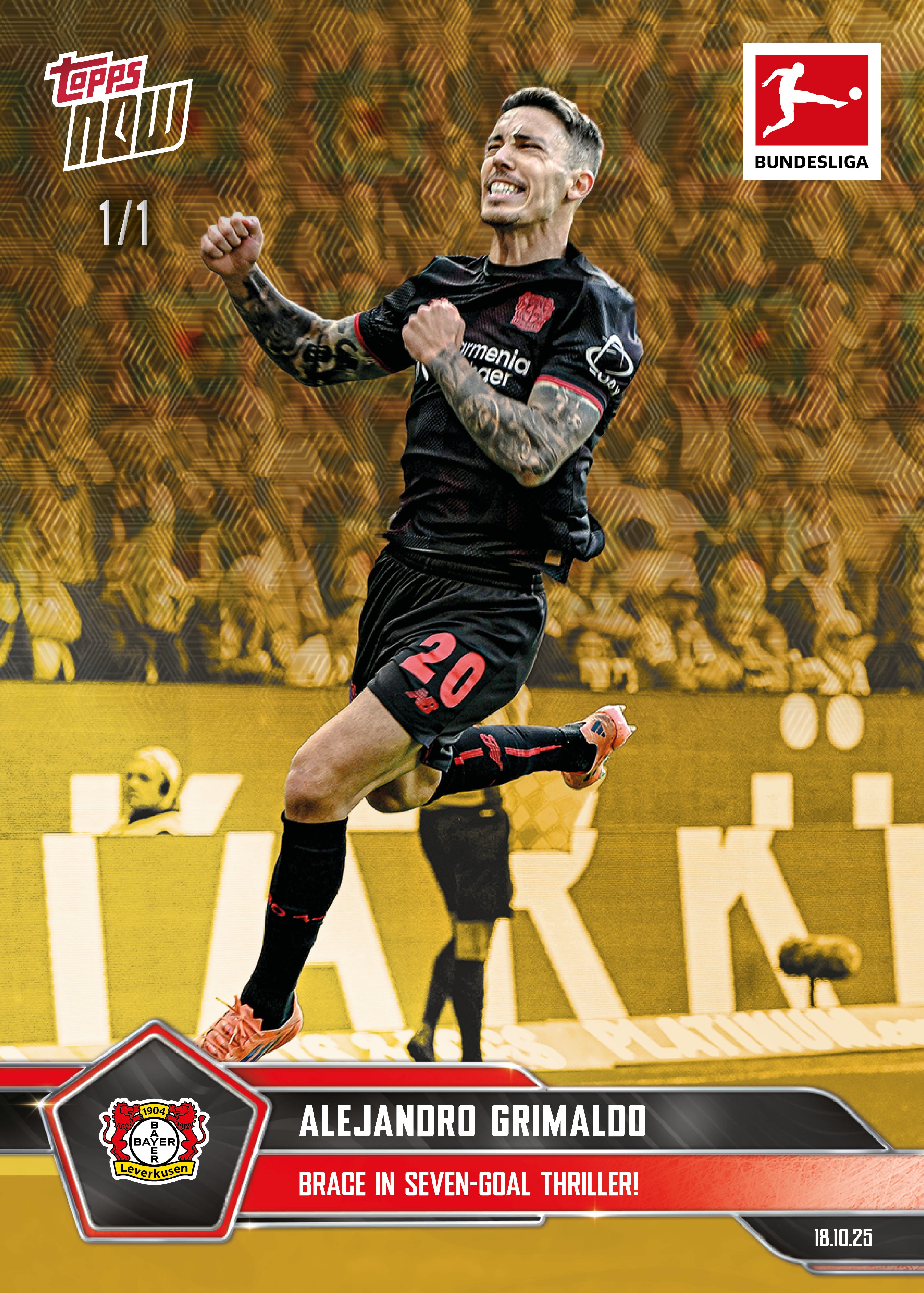 Alternative view of Alejandro Grimaldo - 2025-26 Bundesliga Topps NOW - Card 42 - PR: 115