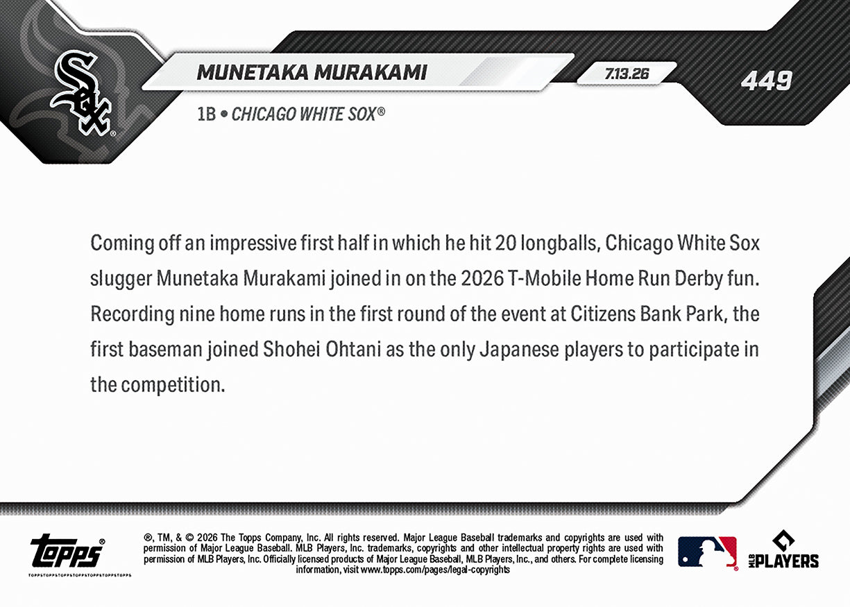 Munetaka Murakami - 2026 MLB Topps NOW - Card 449 - PR: 9767 - Image 3