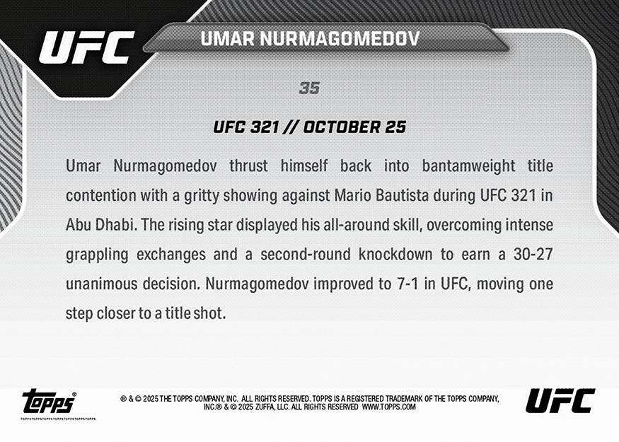 Umar Nurmagomedov - 2025 UFC Topps NOW - Card 35 - PR: 375 - Image 4