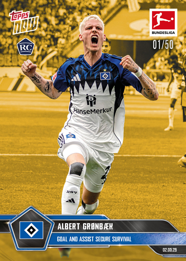 Albert Grønbæk - 2025-26 Bundesliga Topps NOW - Card 183 - PR: 953 - Image 6