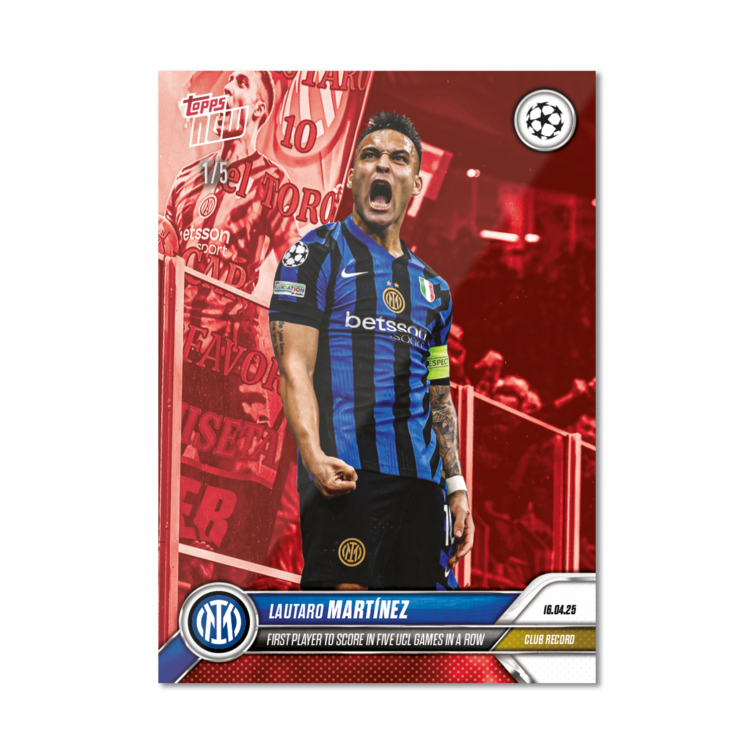 Lautaro Martínez - 2024-25 UCL Topps NOW - Card 142 - PR: 592 - Image 3