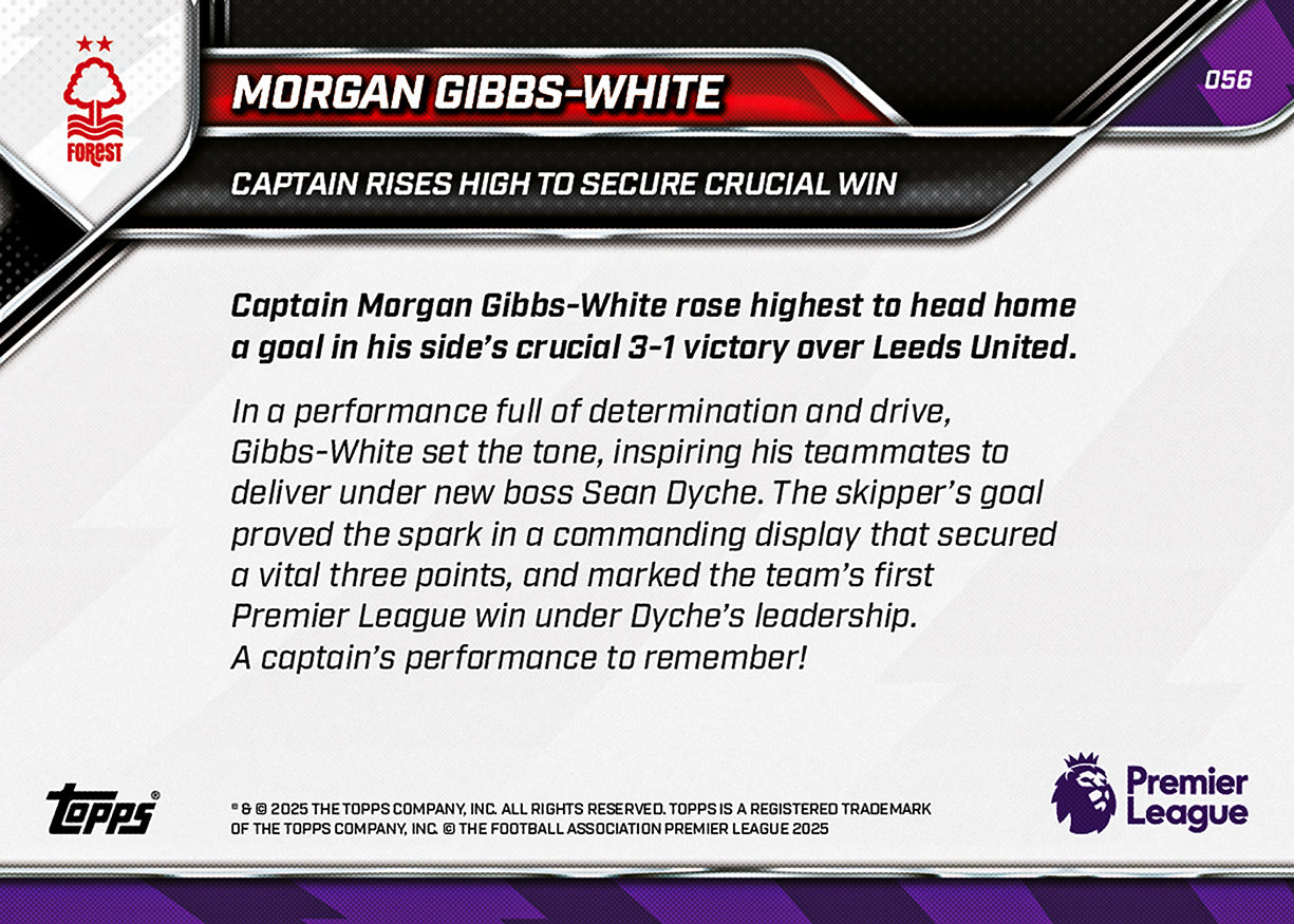 Morgan Gibbs-White - 2025-26 Premier League Topps NOW - Card 56 - PR: 223 - Image 7